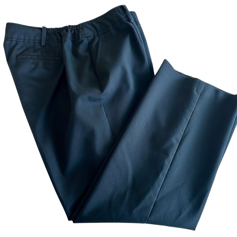 Talbots Heritage Straight Leg Pants 16W Petite Navy Blue Stretch Classic Career